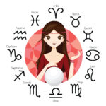 Woman Fortuneteller And Crystal Ball With 12 Astrological Signs, A Mini Guide to Zodiac Signs